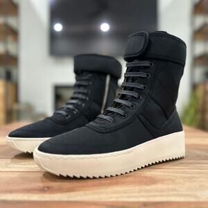 Fear Of God EU 45 US 9.5 Military Black Nylon High Top Sneaker FG-MSNY-BLK16